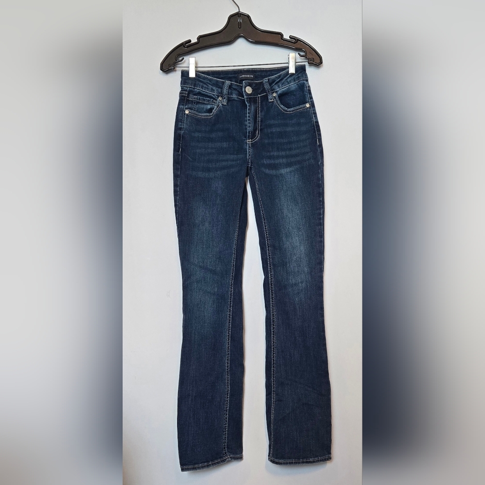 Warehouse One Dark Indigo Baby Bootcut Jeans  size 24